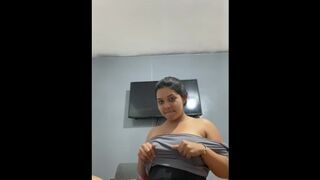 horny slut shows her boobies and makes film for her boss.