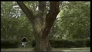 Red hair slut outside vagina fucking in dogging position, anal penetrated